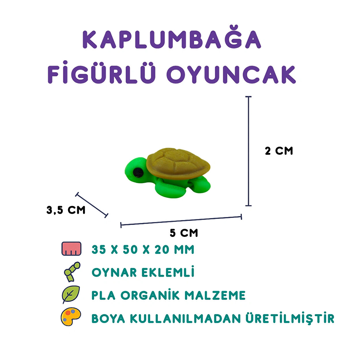Kaplumbağa Figür - 3D Sakin Hayvan Mini Oyuncak