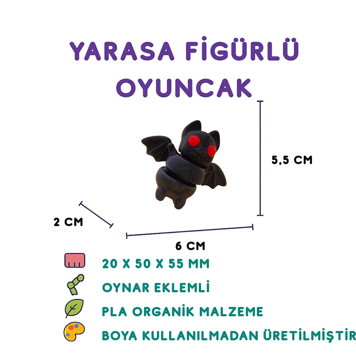 Yarasa Figür - 3D Gece Hayvanı Oyuncak