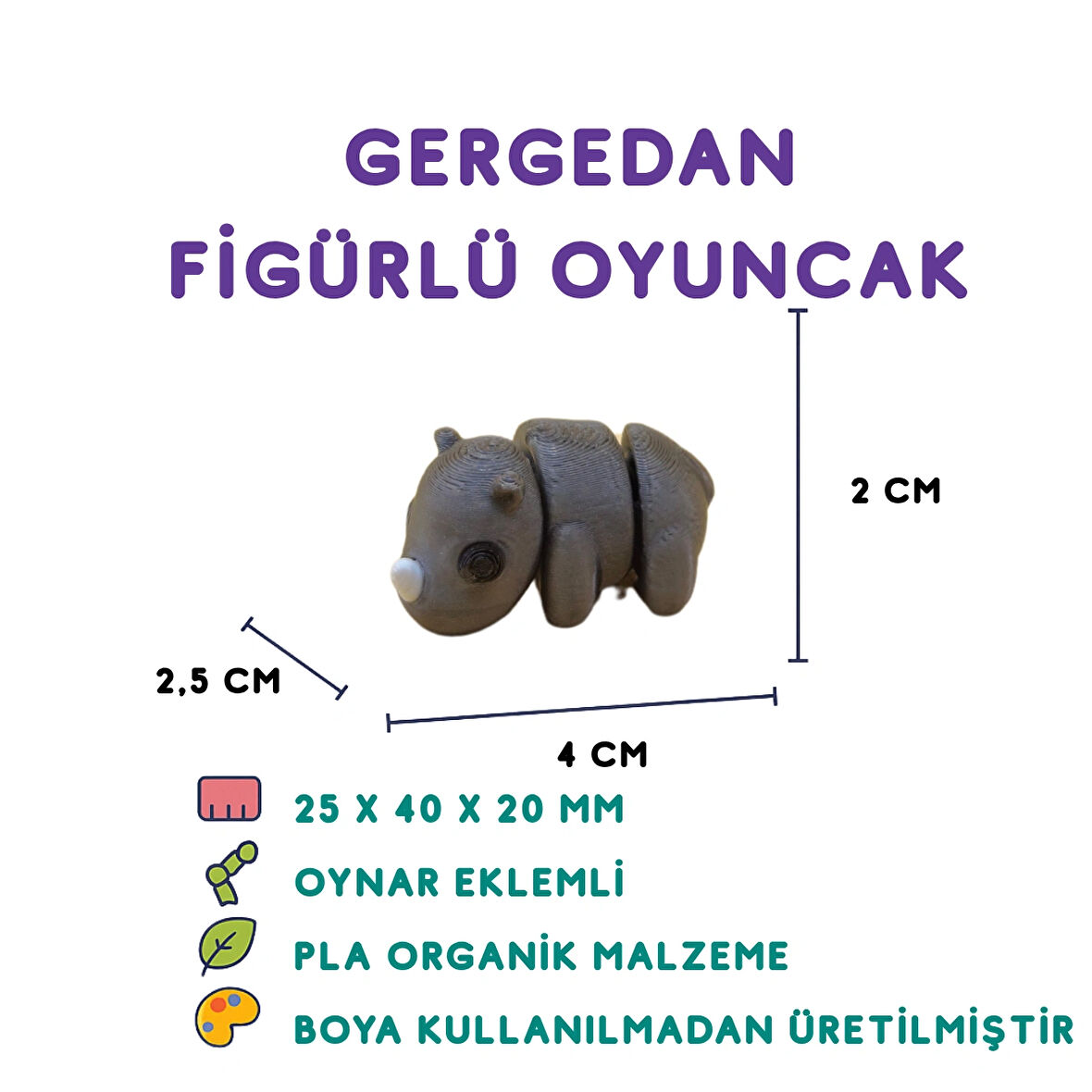 Gergedan Figür - 3D Vahşi Doğa Temalı Oyuncak