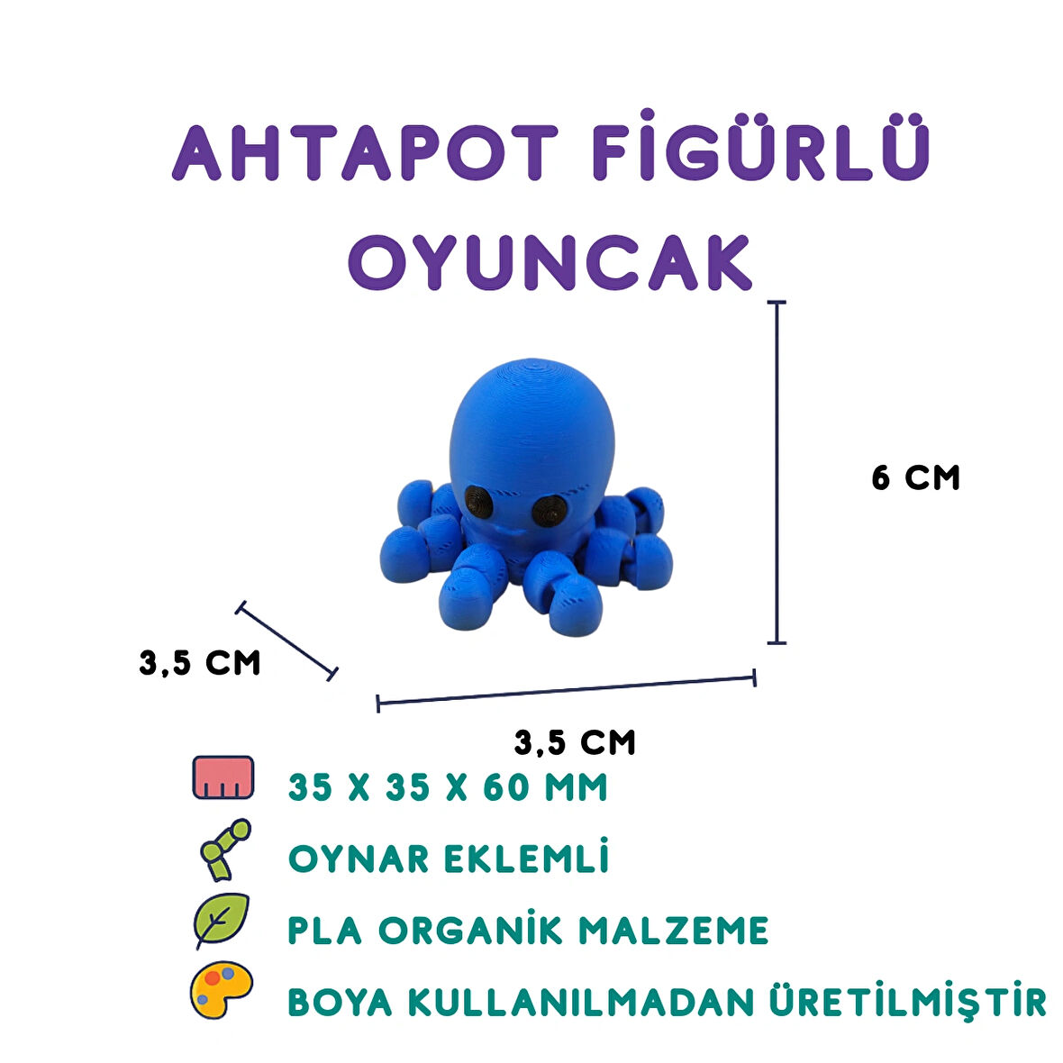 Ahtapot Figür - 3D Deniz Canlısı Oyuncak