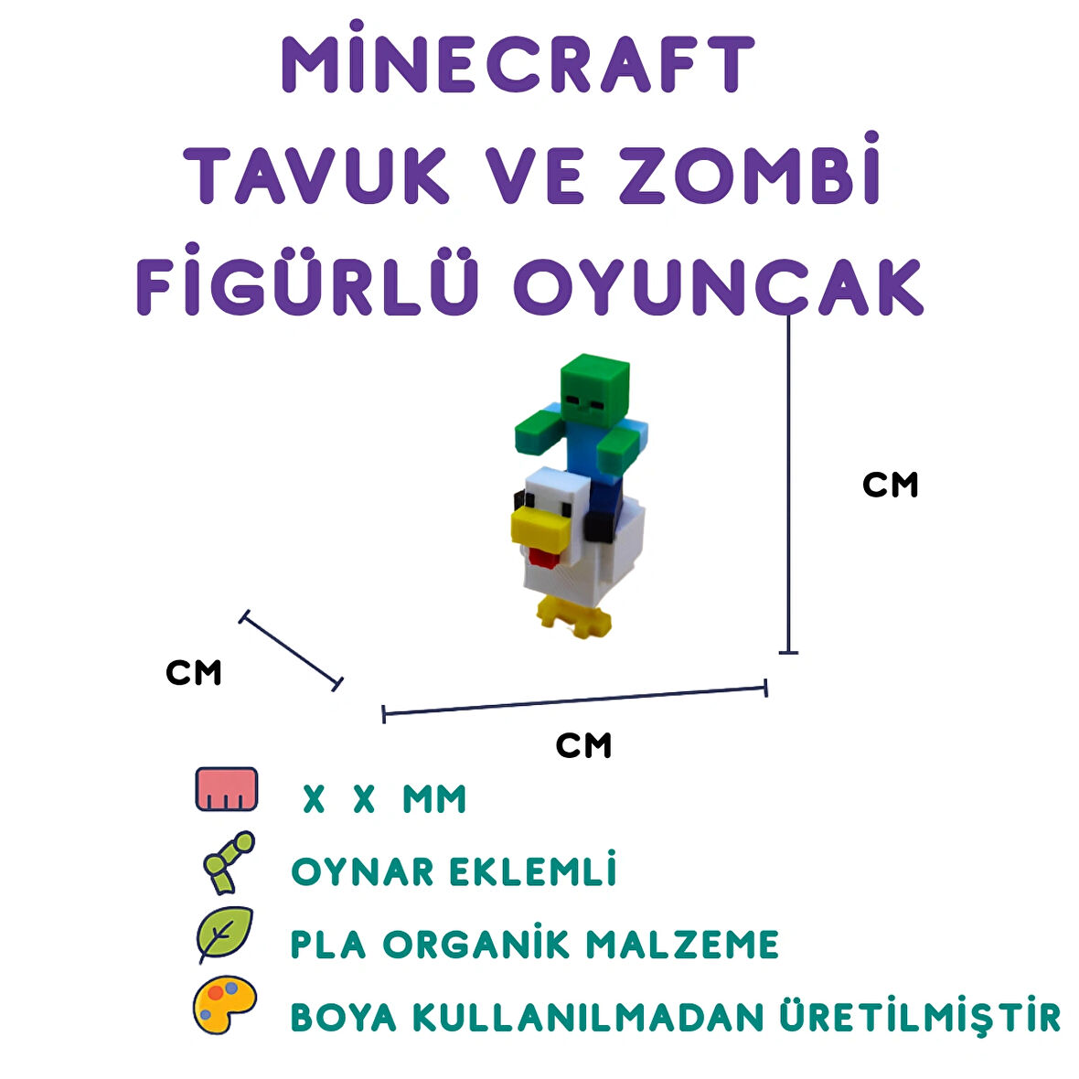 Minecraft Tavuk Zombi - Minecraft Temalı 3D Figür
