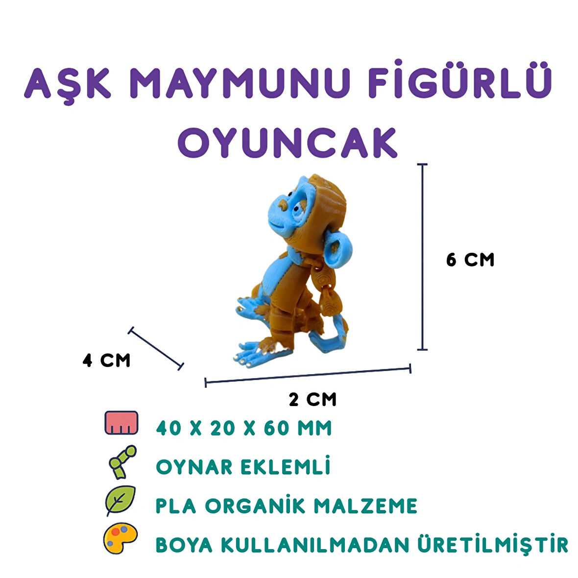 Aşk Maymunu Mavi - 3D Romantik Figür Oyuncak