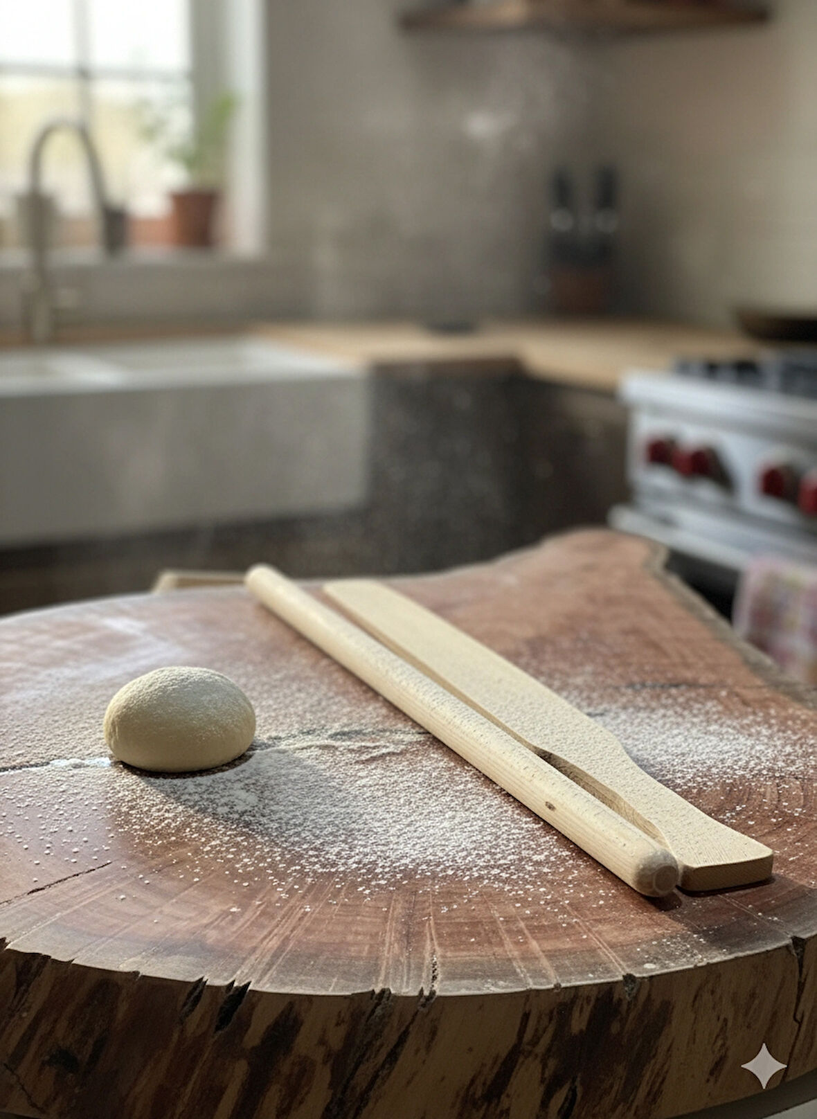 Doğal Ahşap Hamur Açma ve Çevirme Seti