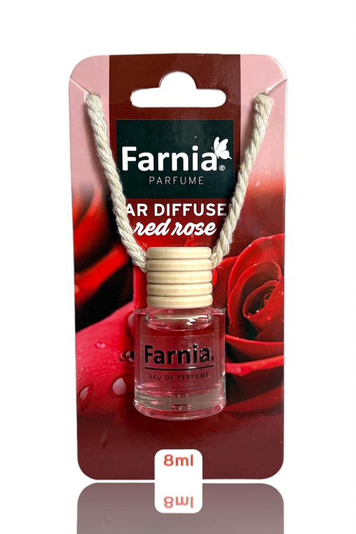 Farnia Yüksek Esanslı Askılı Araç Kokusu EDP Parfüm Kırmızı Gül 8 Ml