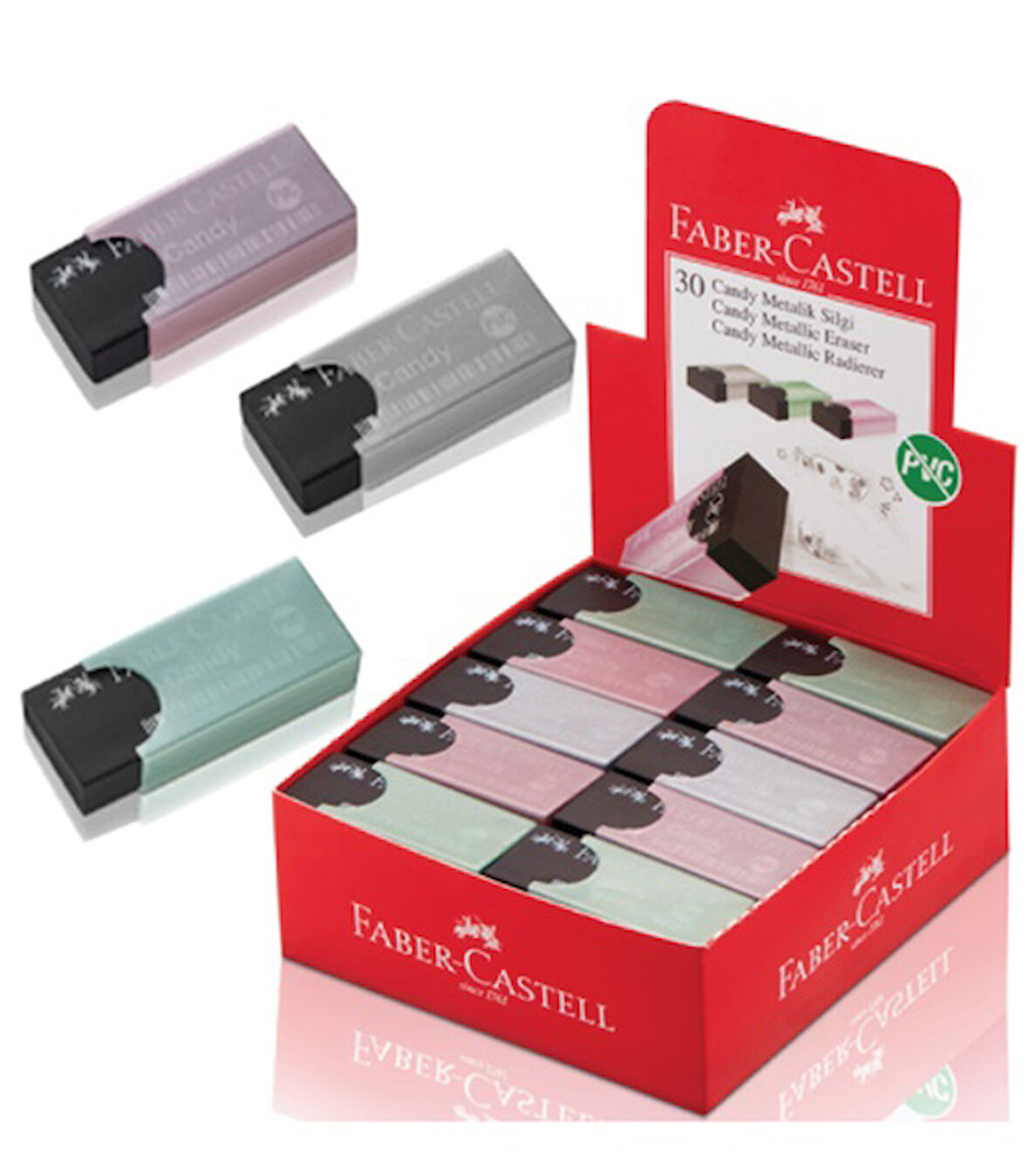 Faber Castell Candy Metalik Kılıflı Silgi - 4 adet