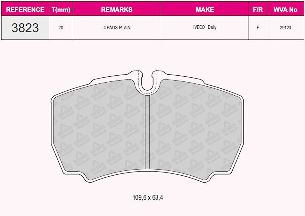 İveco Ticarı Arka Fren Disk Balata Ford Transıt V347 Jumbo 3,2tdci 200ps 07>14 Arka Cift Teker / İveco Daıly III - Beser 3823
