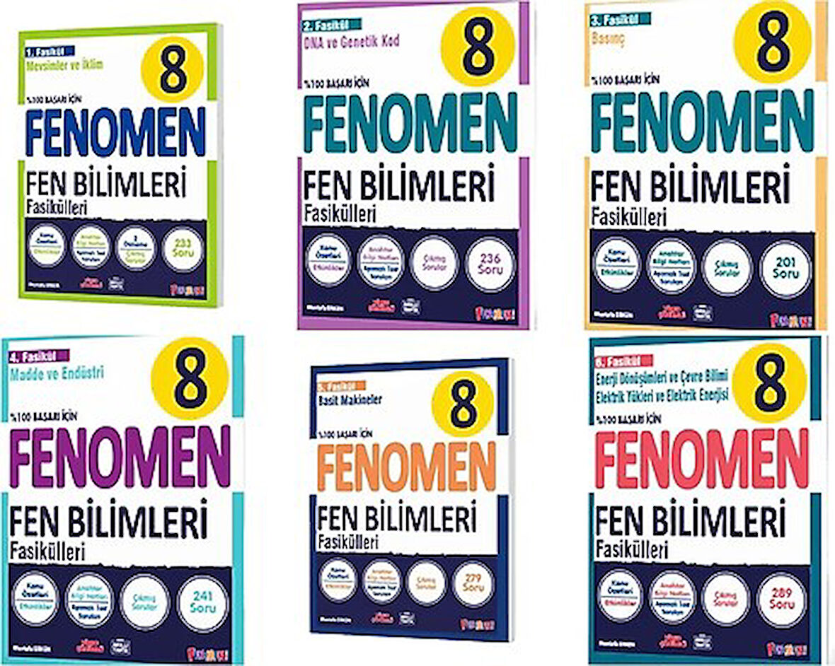 Fenomen Okul Yayınları LGS 8. Sınıf Fen Bilimleri Fasikül Seti (1-2-3-4-5-6. Sayılar)