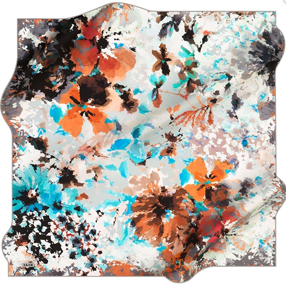 Aker Sura Saf İpek Eşarp 8199701 - 371 Beyaz Karışık Desen