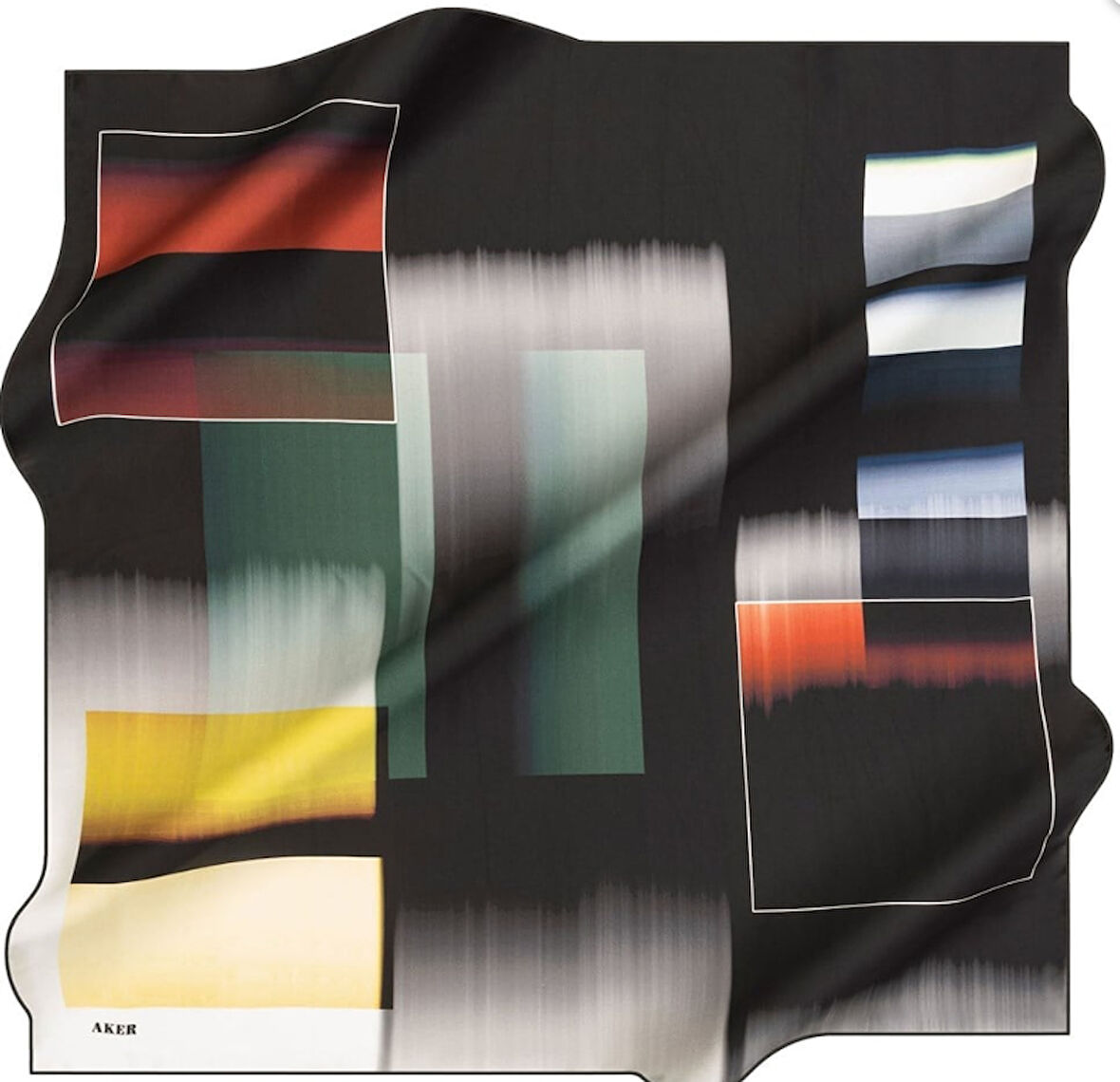Aker Sura Saf İpek Eşarp 8187701 - 311 Siyah Geometrik Karışık Desen