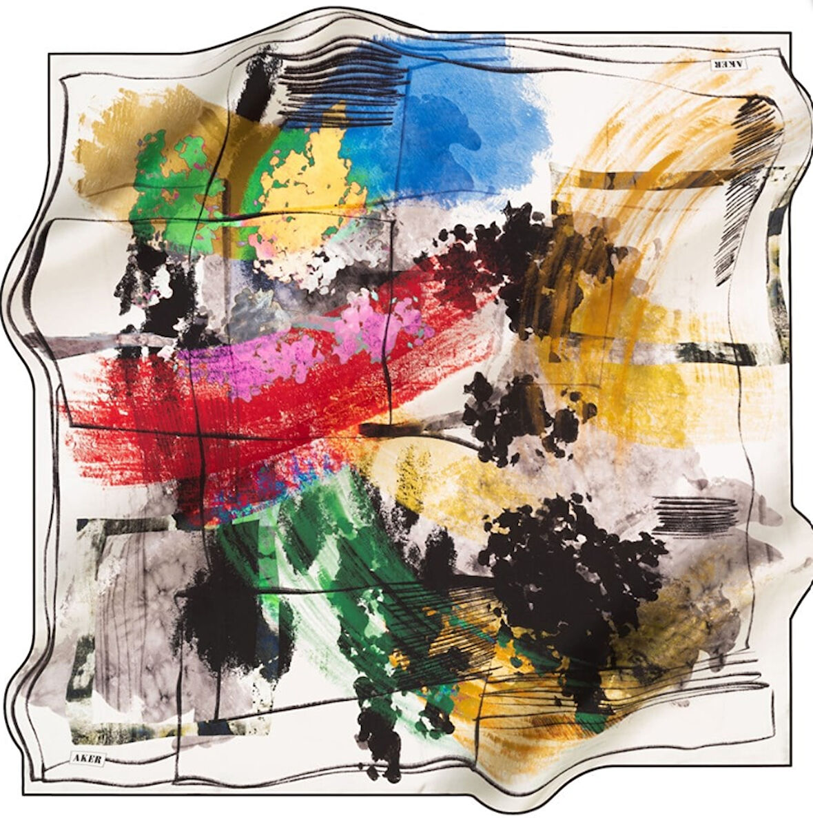 Aker Tivil Saf İpek Eşarp 8239713 - 915 Beyaz Pastel Desen