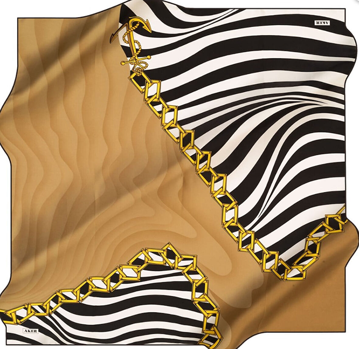 Aker Tivil Saf İpek Eşarp 8315713 - 913 Sarı Zebra Desen