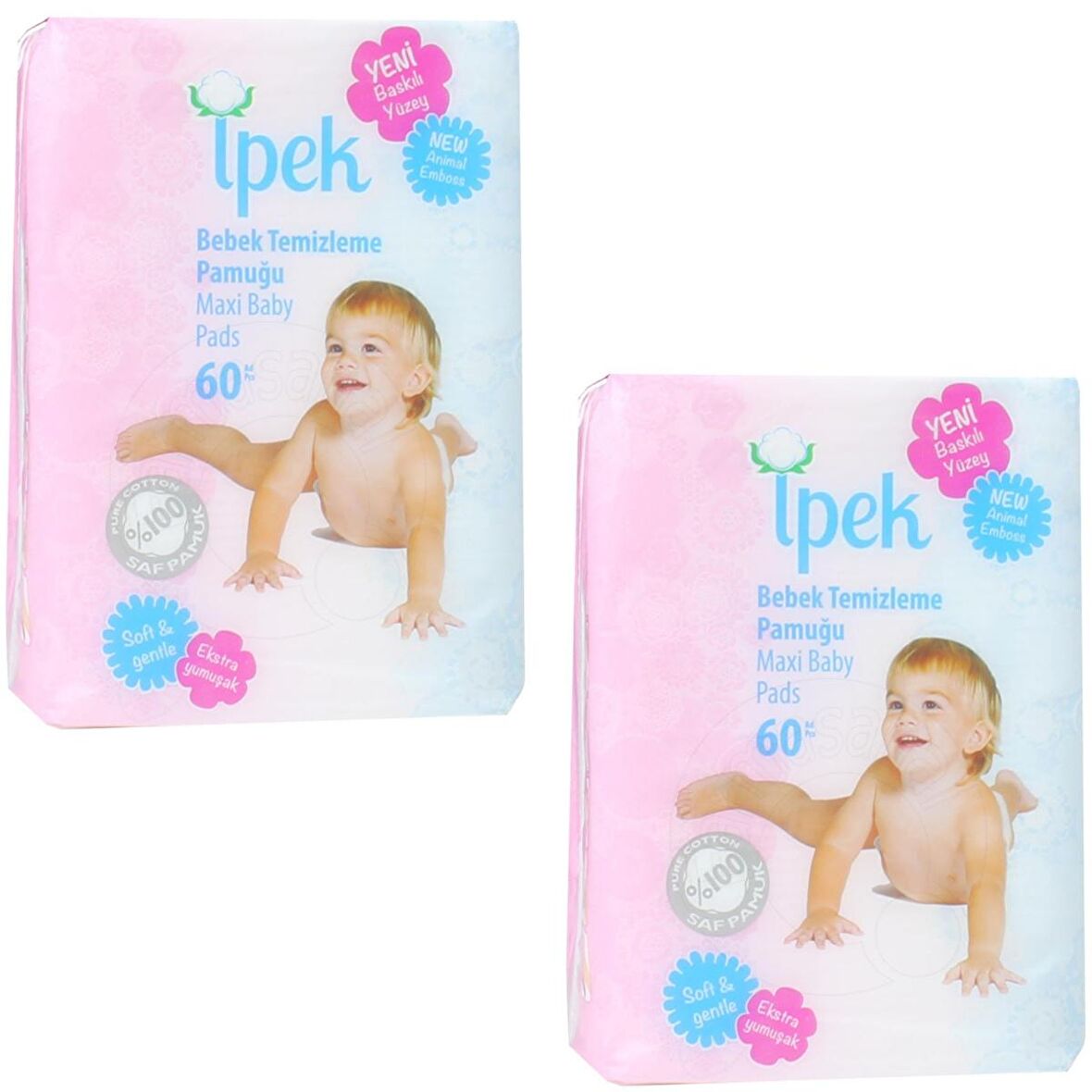 İpek Maxi 60'lı 2 Paket Bebek Temizleme Pamuğu