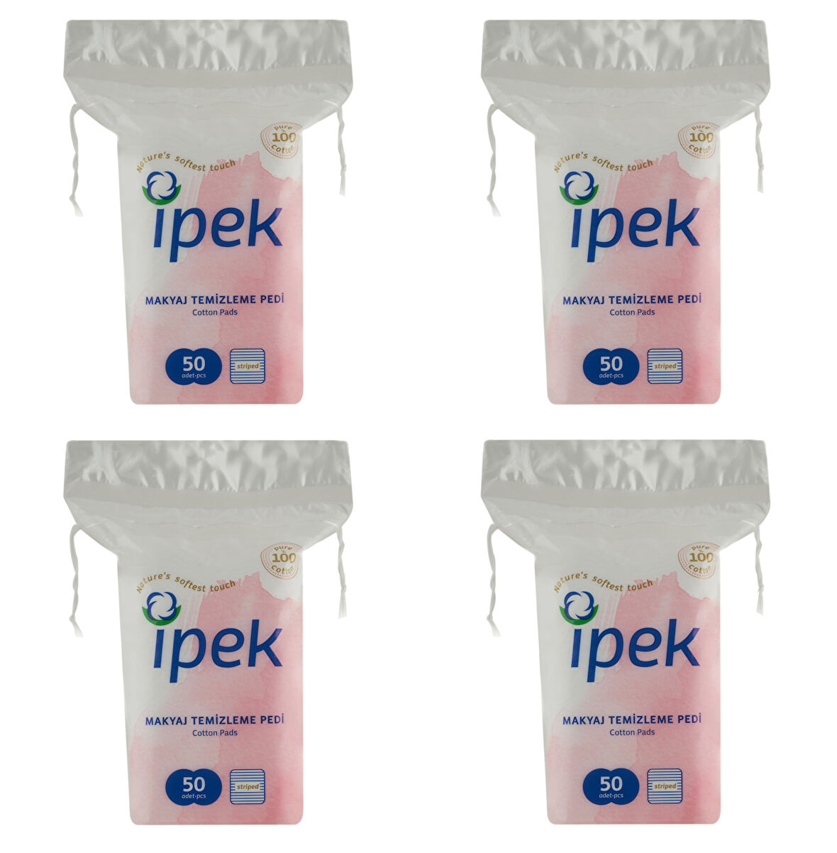 IPEK Makyaj Temizleme Pamuğu Kare 50'li 4 Paket