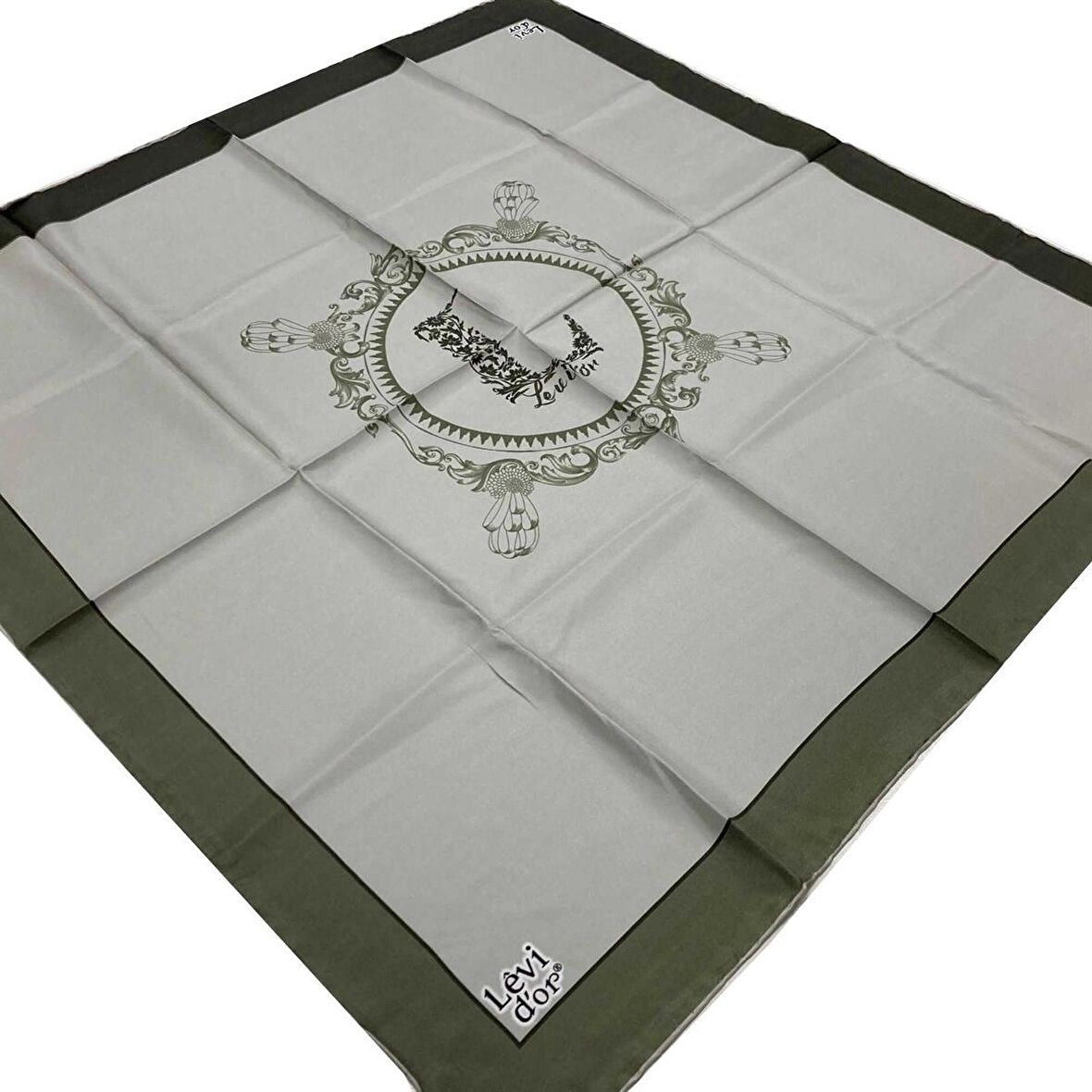 Levidor Soft Yeşil Desenli Tivil İpek Eşarp 22488-09