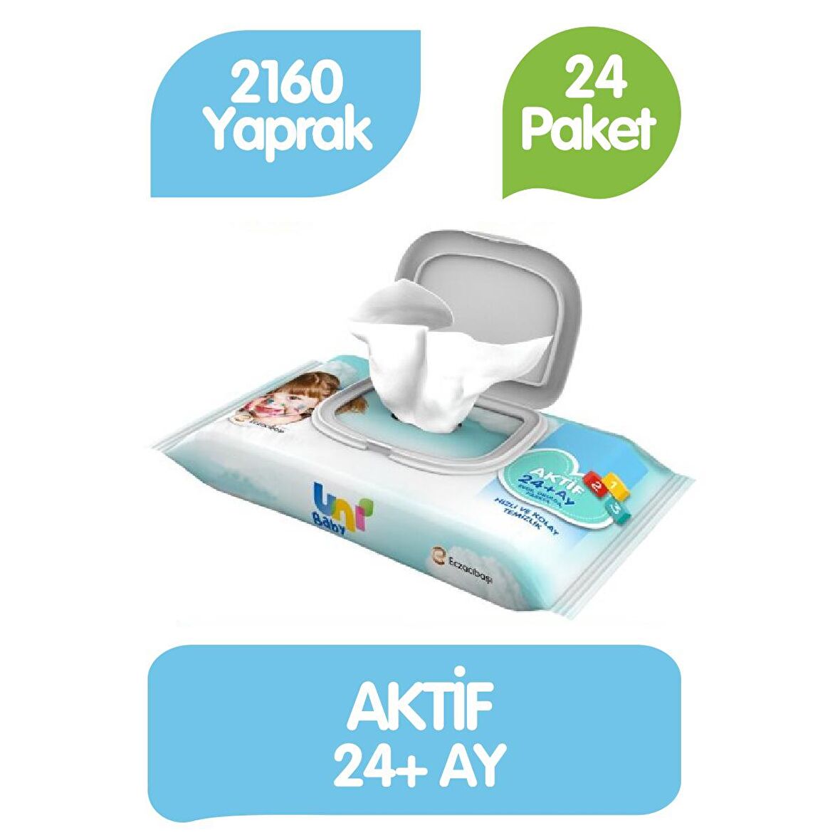 Uni Baby Islak Havlu Kapaklı 90'lı 24 Paket 2160 Yaprak