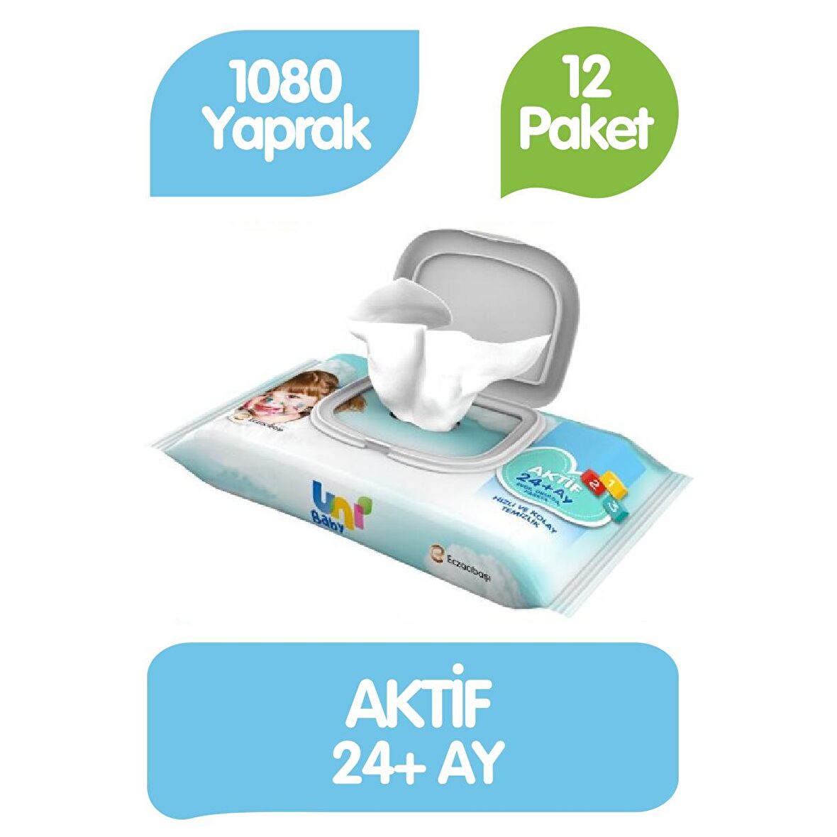 Uni Baby Islak Havlu Kapaklı 90'lı 12 Paket 1080 Yaprak