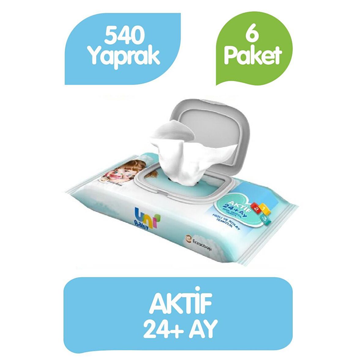 Uni Baby Islak Havlu Kapaklı 90'lı 6 Paket 540 Yaprak