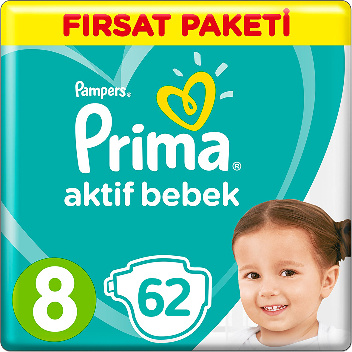 Prima Aktif Bebe 8 Numara XX Large 62'li Bel Bantlı Bez