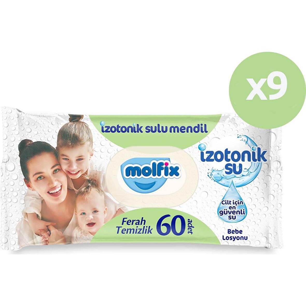 Molfix İzotonik Sulu Islak Mendil Ferah Temizlik 60'lı 9*60 540 Yaprak