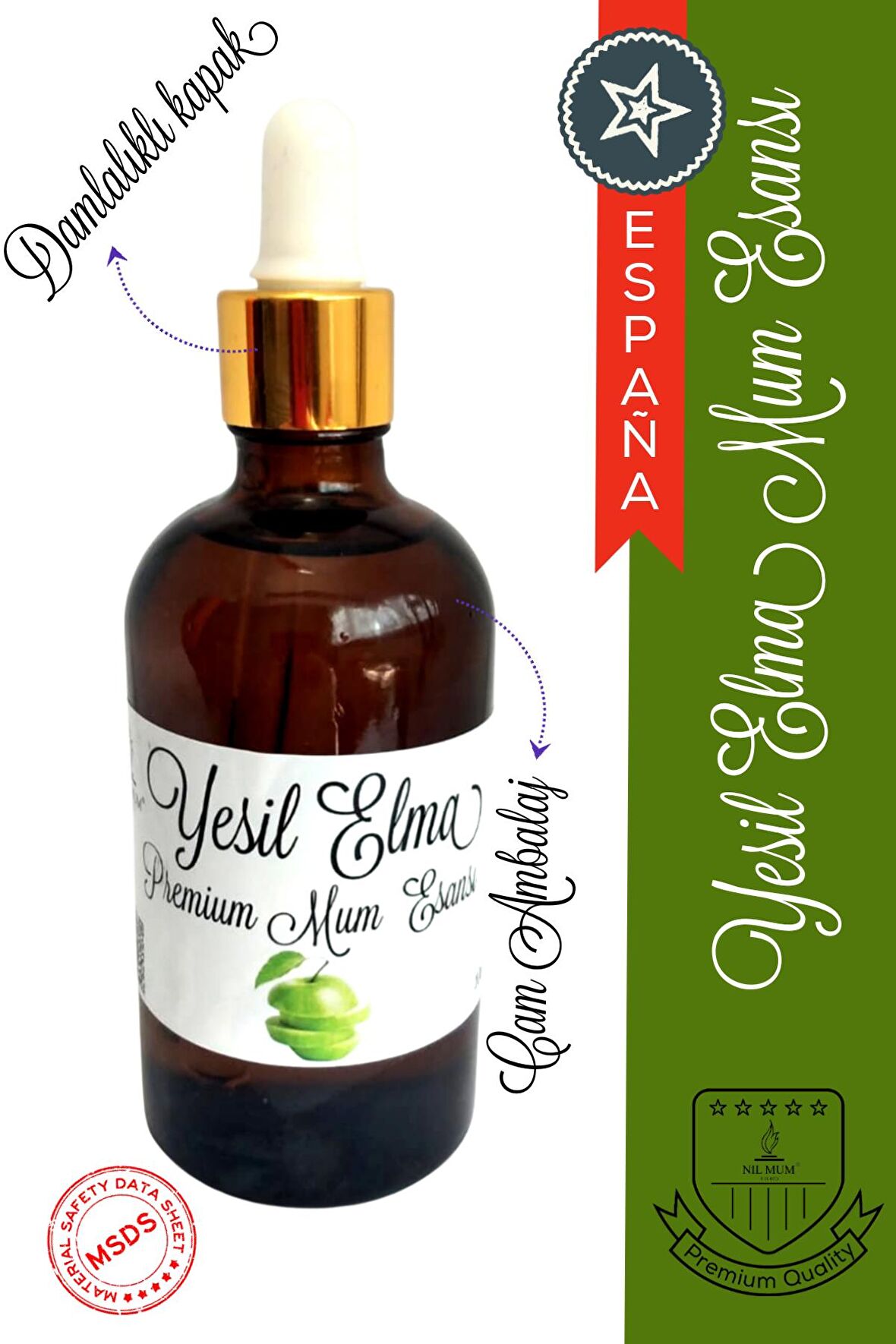 Nil Mum Premium Mum Esansı Yeşil Elma 100 ml