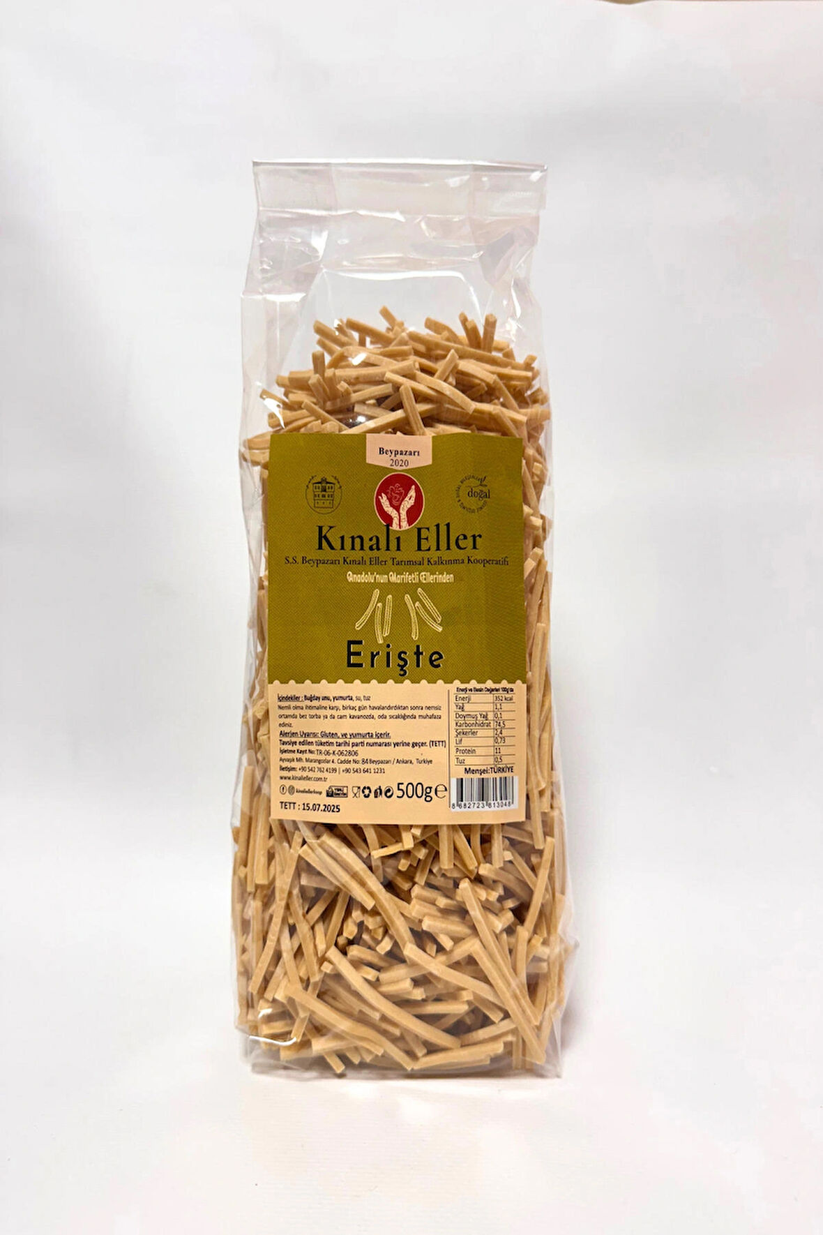 Kınalı Eller Kadın Kooperatifi Beypazarı Ev Usulü Sade Erişte Makarnası 500gr.