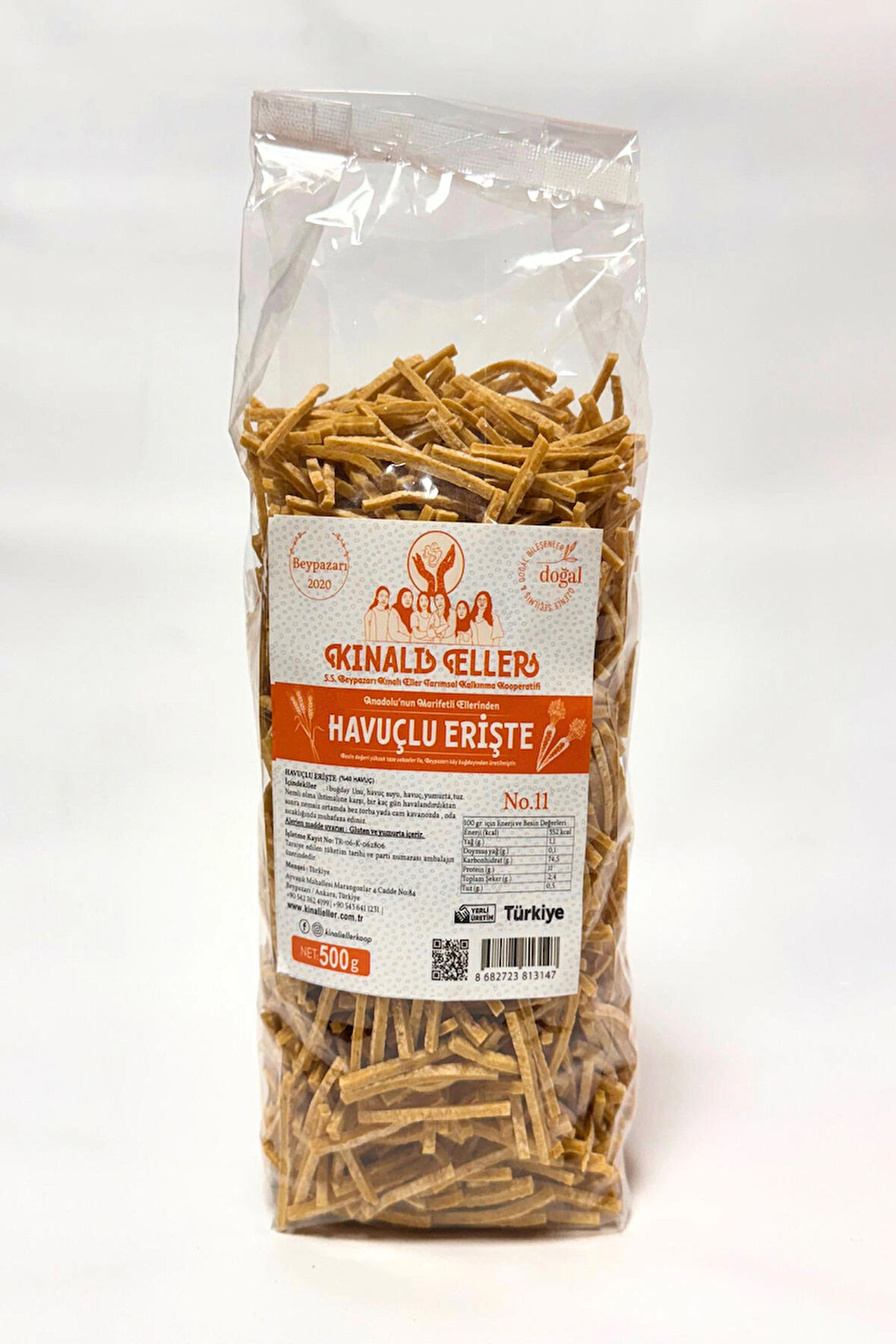 Kınalı Eller Kadın Kooperatifi Beypazarı Havuçlu Erişte Makarnası 500gr.