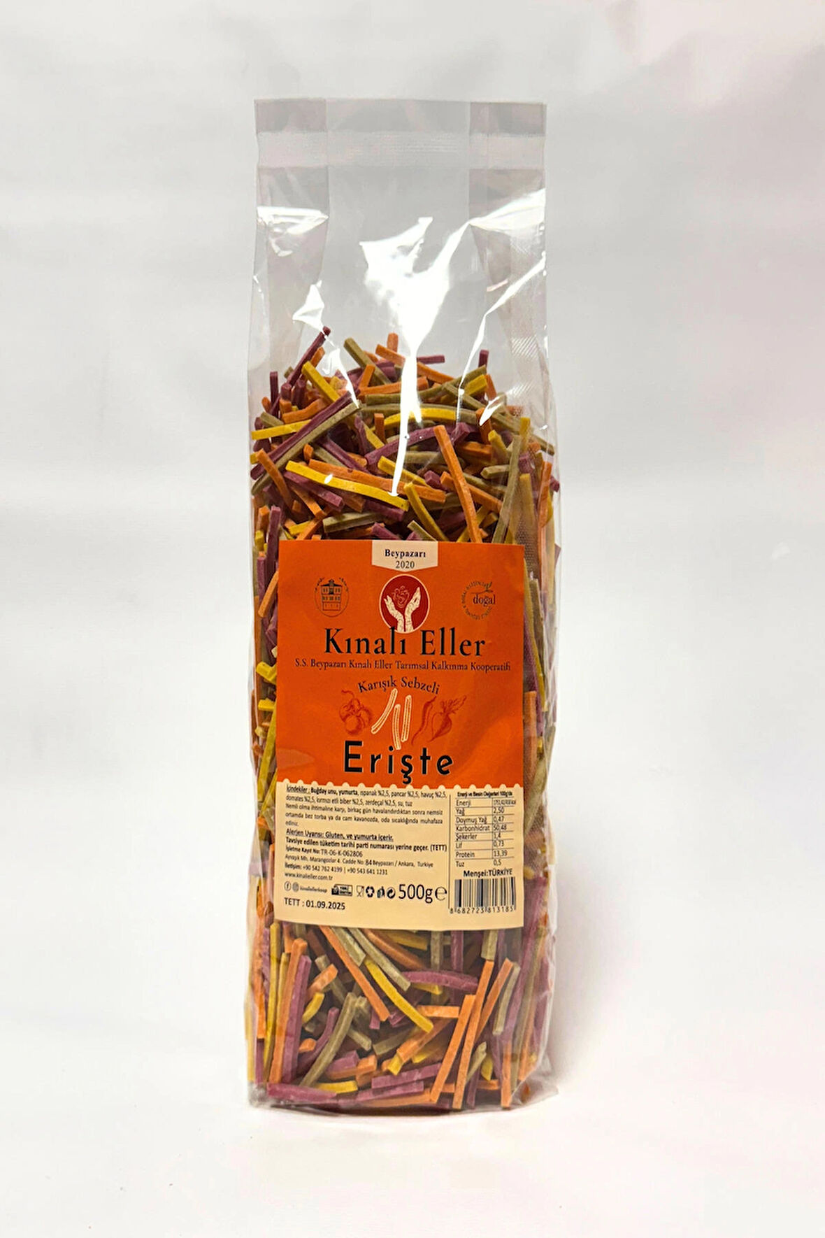 Kınalı Eller Kadın Kooperatifi Beypazarı Karışık Sebzeli Erişte Makarnası 500gr.