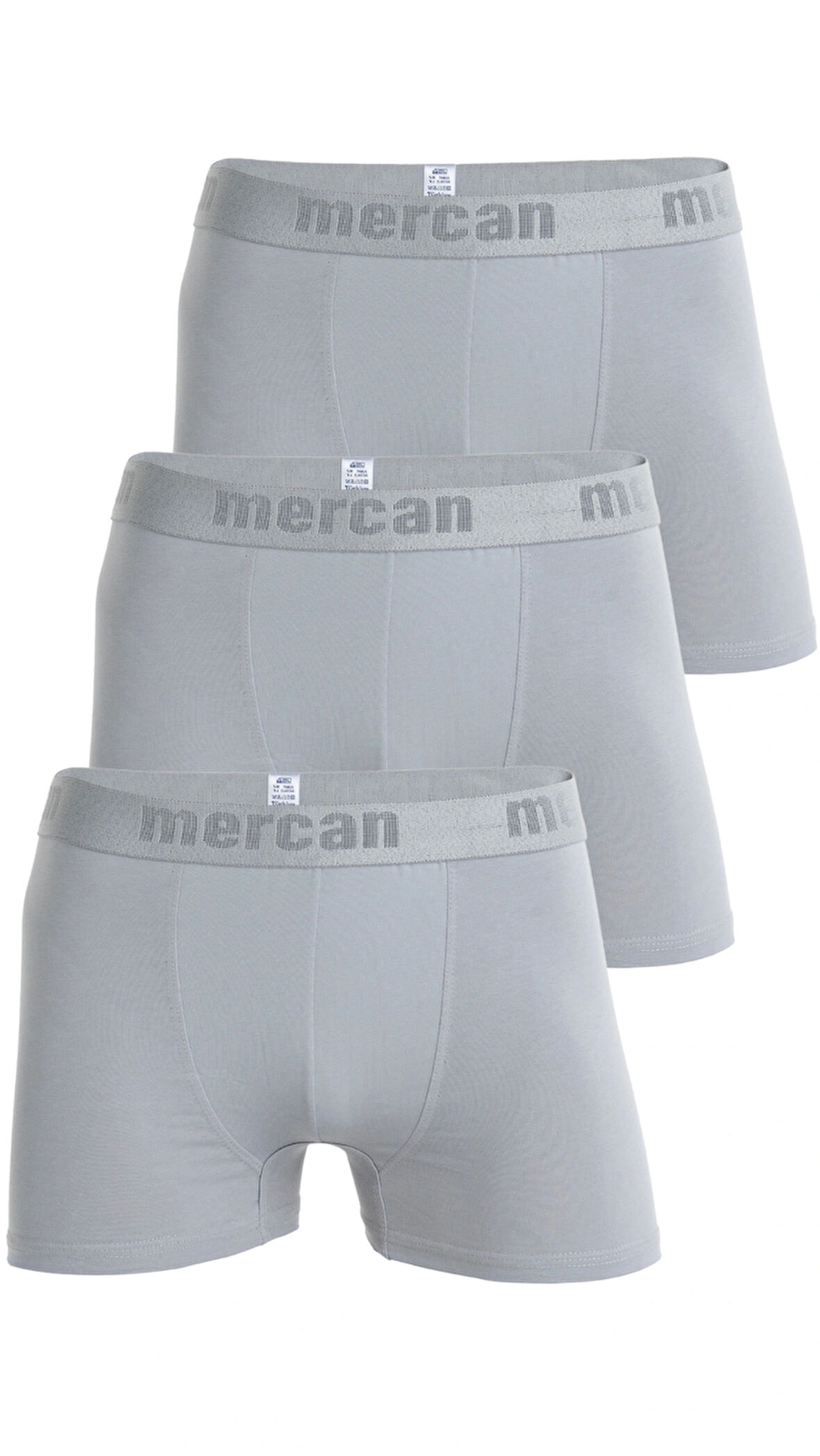 3'lü Erkek Pamuklu Likralı Premium Esnek Kumaş Gri Boxer