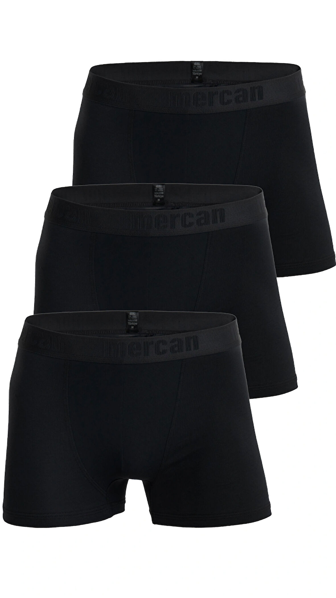 3'lü Paket Pamuklu Likralı Premium Esnek Kumaş Siyah Erkek Boxer