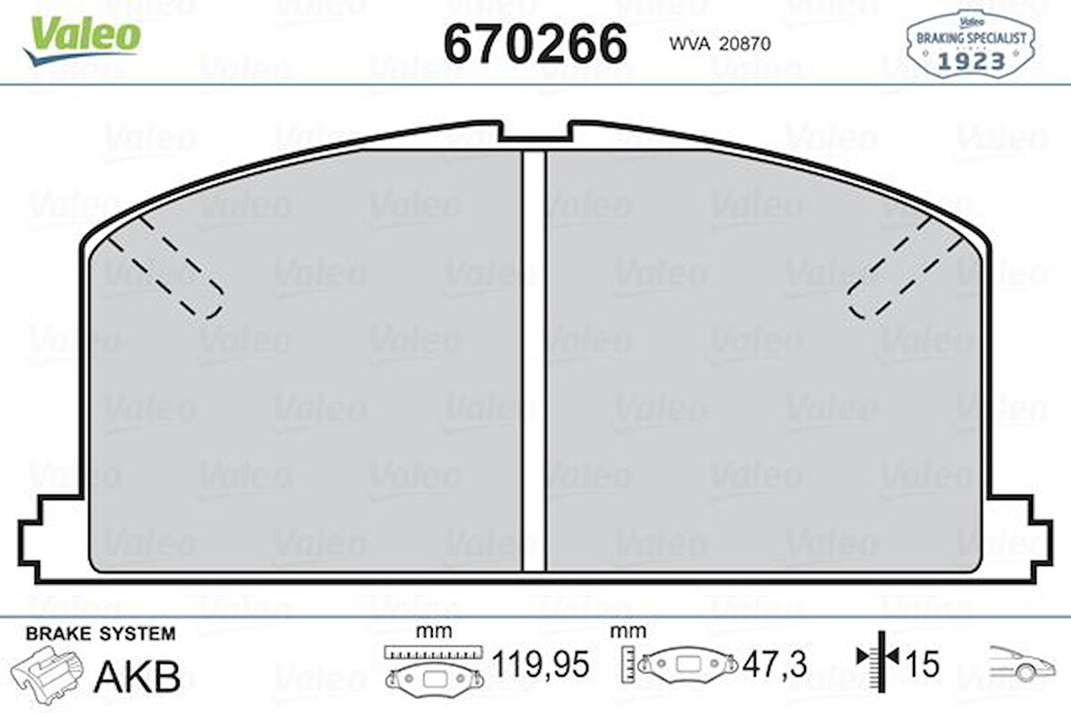 Toyota On Fren Balatası Toyota Corolla 1.3 1.6 Karburatorlu 1988-1997 Corona 1988-1991 (at171 191) - Valeo 670266