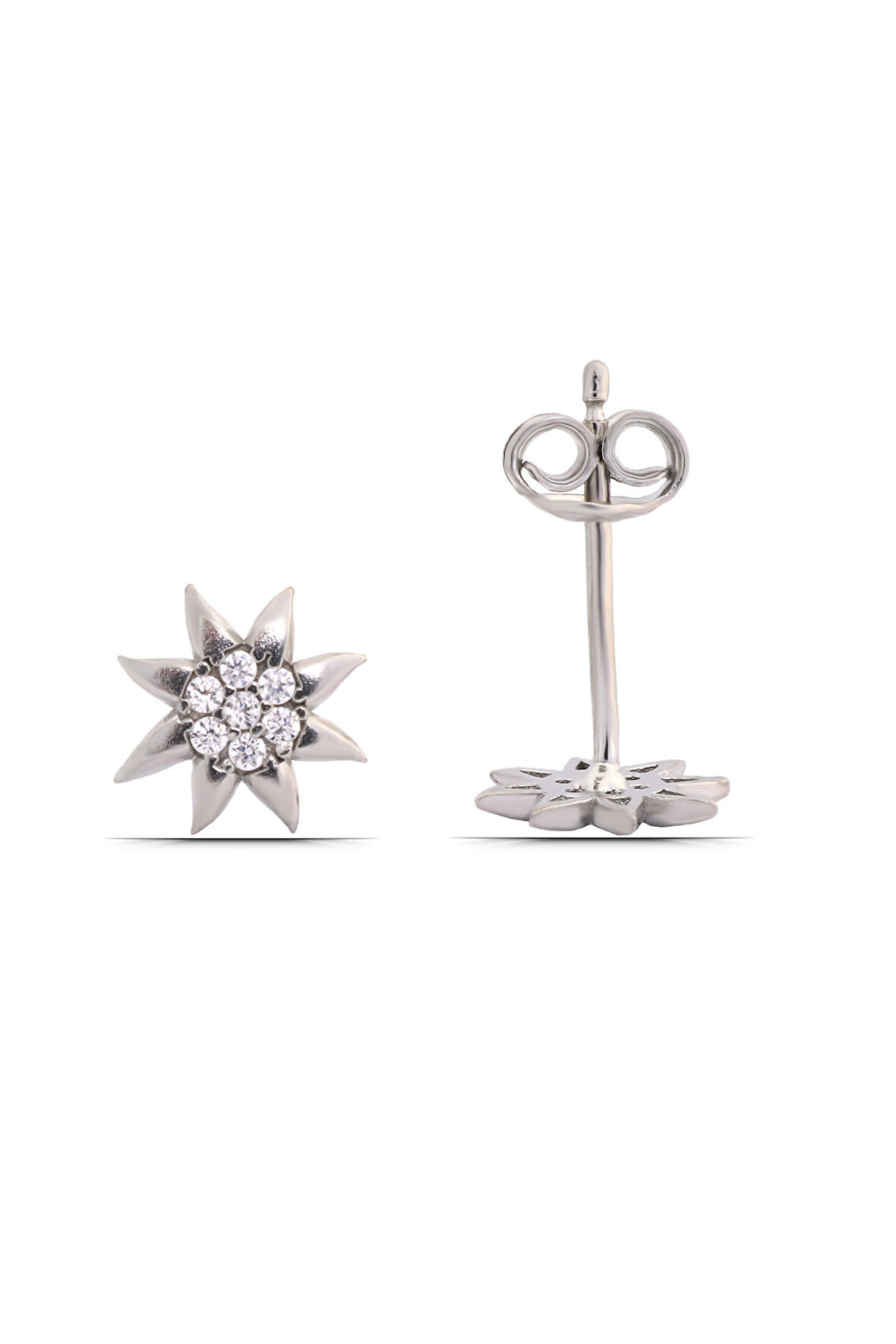 Güneş Rodyum Kaplama 925 ayar Kadın Gümüş Küpe