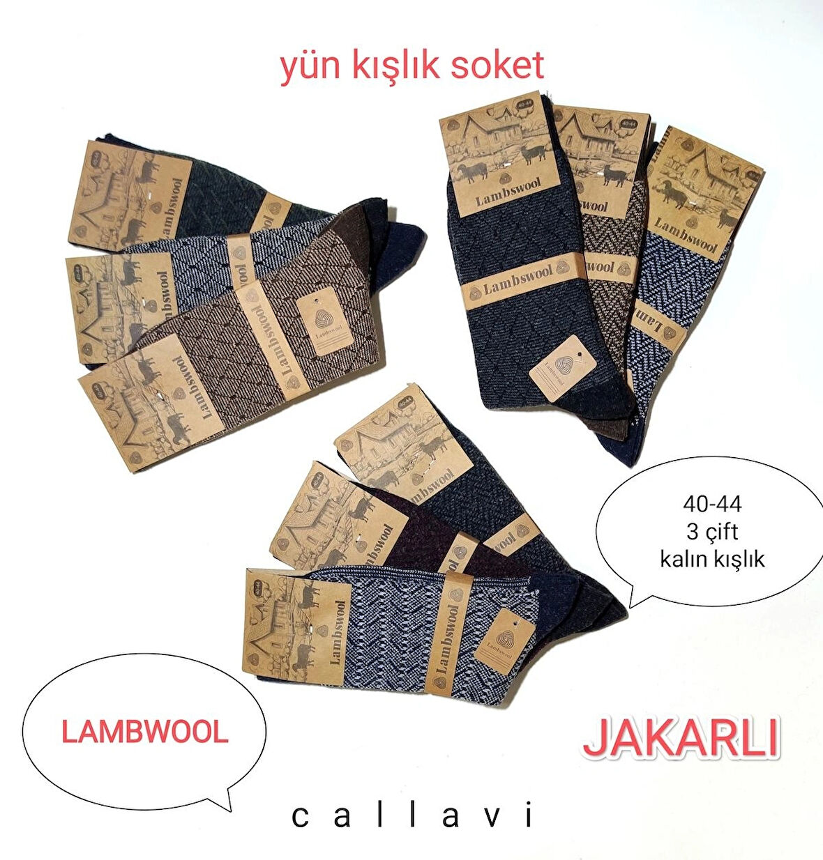 Lambswool Termal Yün Erkek Kışlık Soket Çorap 3 Çift