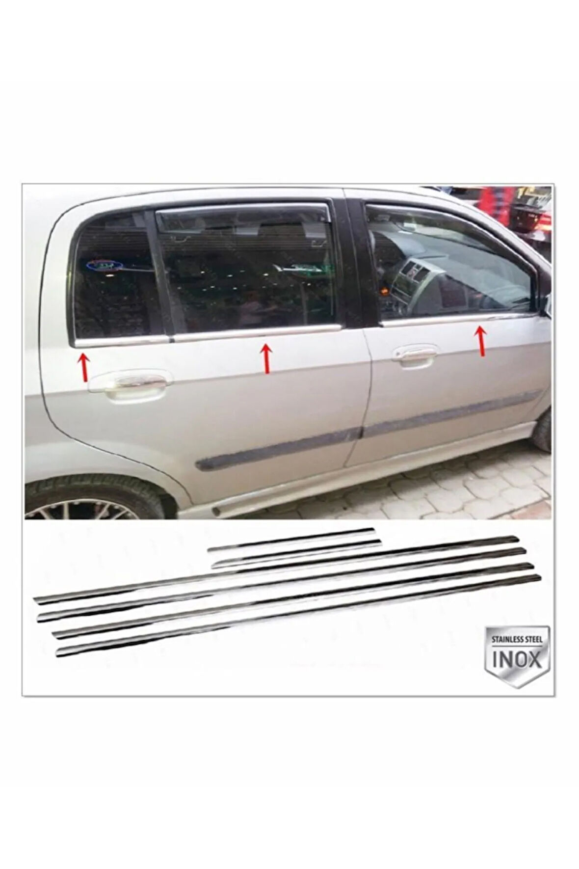 Hyundai Getz Krom Cam Çıtası 6 Prç. 2002 Üzeri P. Çelik