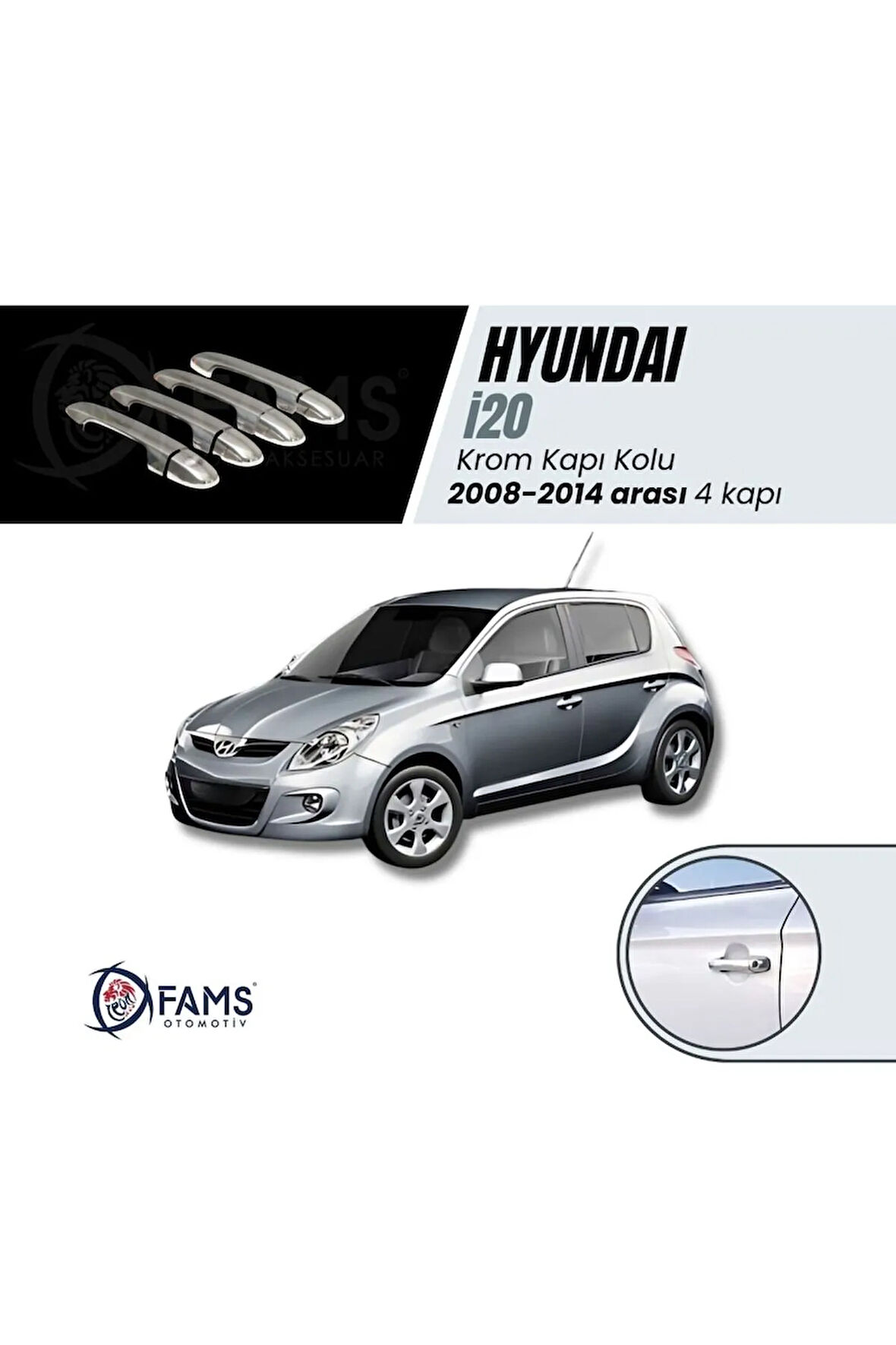 Hyundai I20 Krom Kapı Kolu 4 Kapı 2008-2014 Arası P.çelik