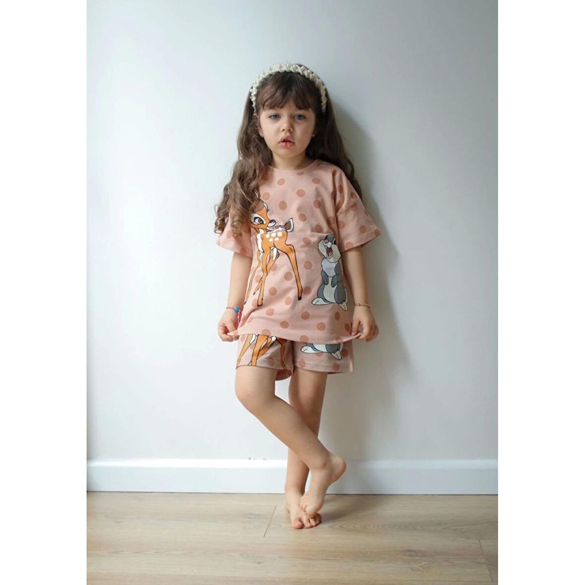 Geyik ve Tavşan Baskılı Kız Çocuk Takım