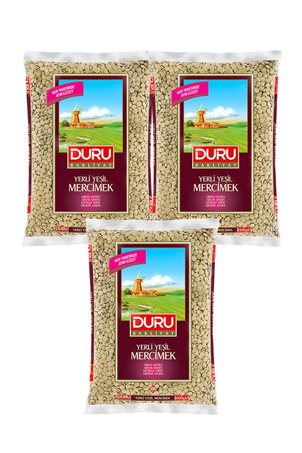 Duru Yerli Yeşil Mercimek 3x1000 Gr