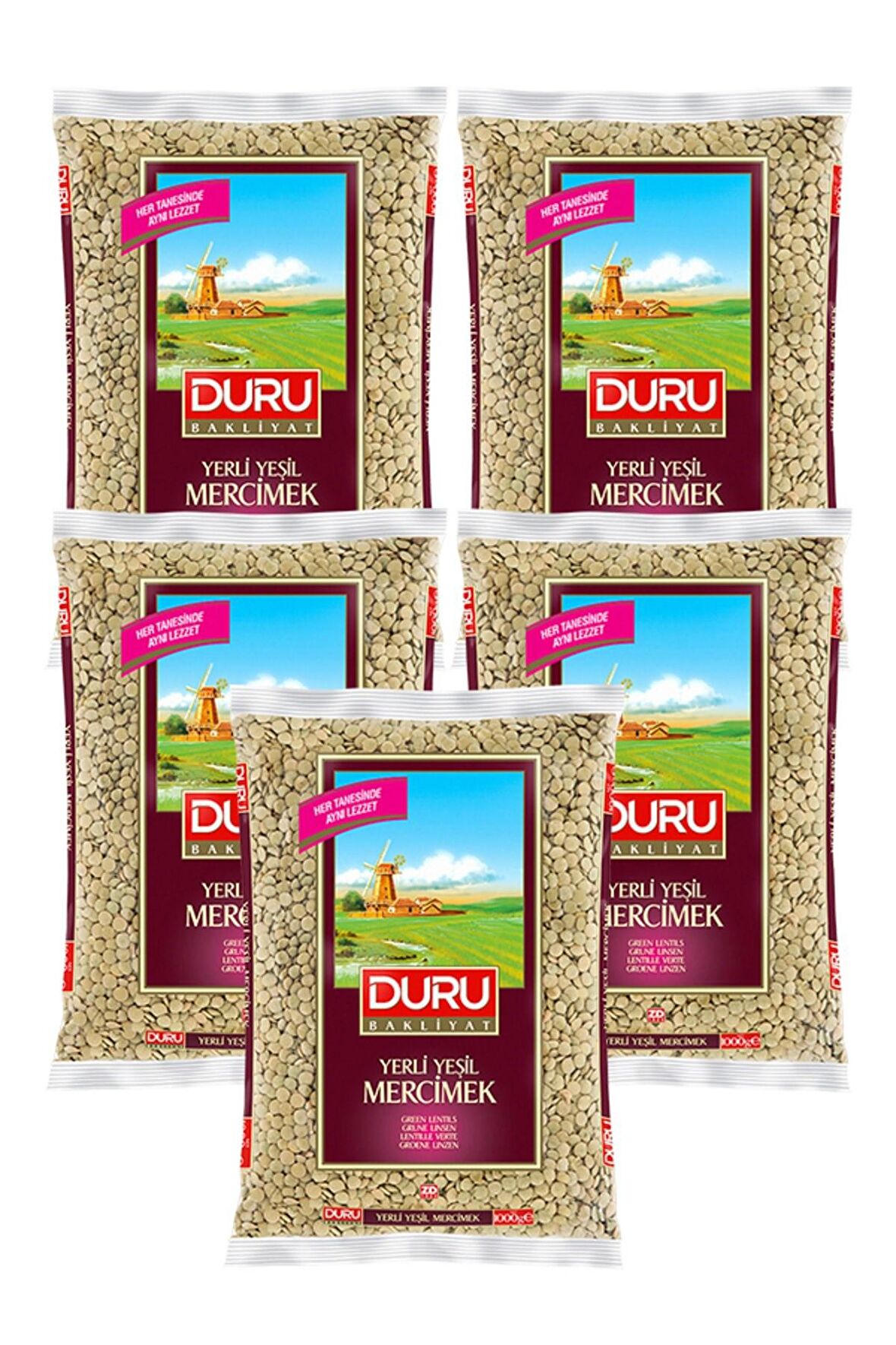 Duru Yerli Yeşil Mercimek 5x1000 Gr