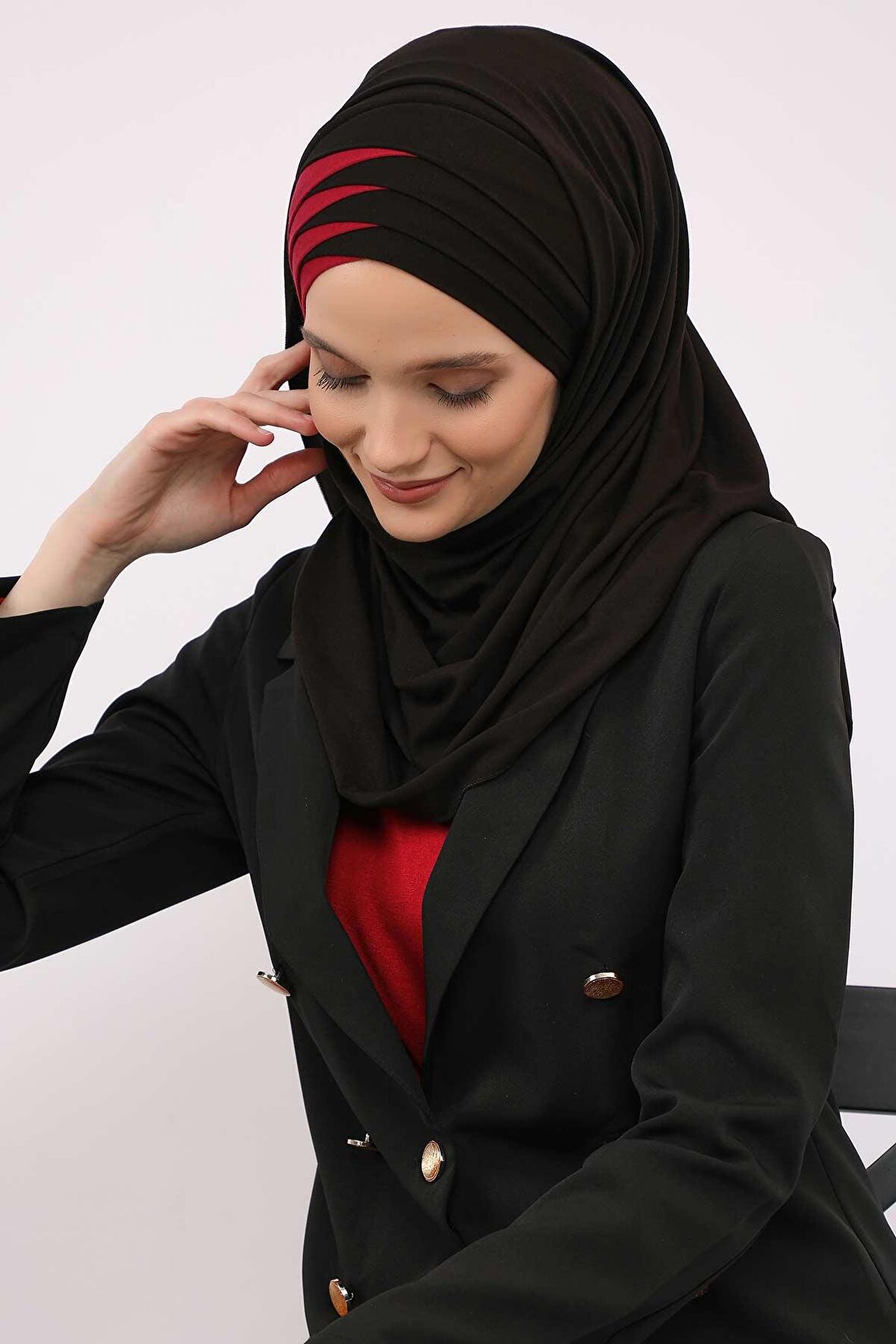 Çift Renkli Tak Çık Pratik Penye Şal,CPS-49,CPS-49
