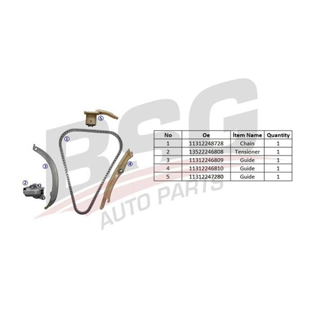 Bmw Eksantrık Zincir Seti - Zincir-3 Kizak-Zincir Gergisi - Bsg 15-102-020