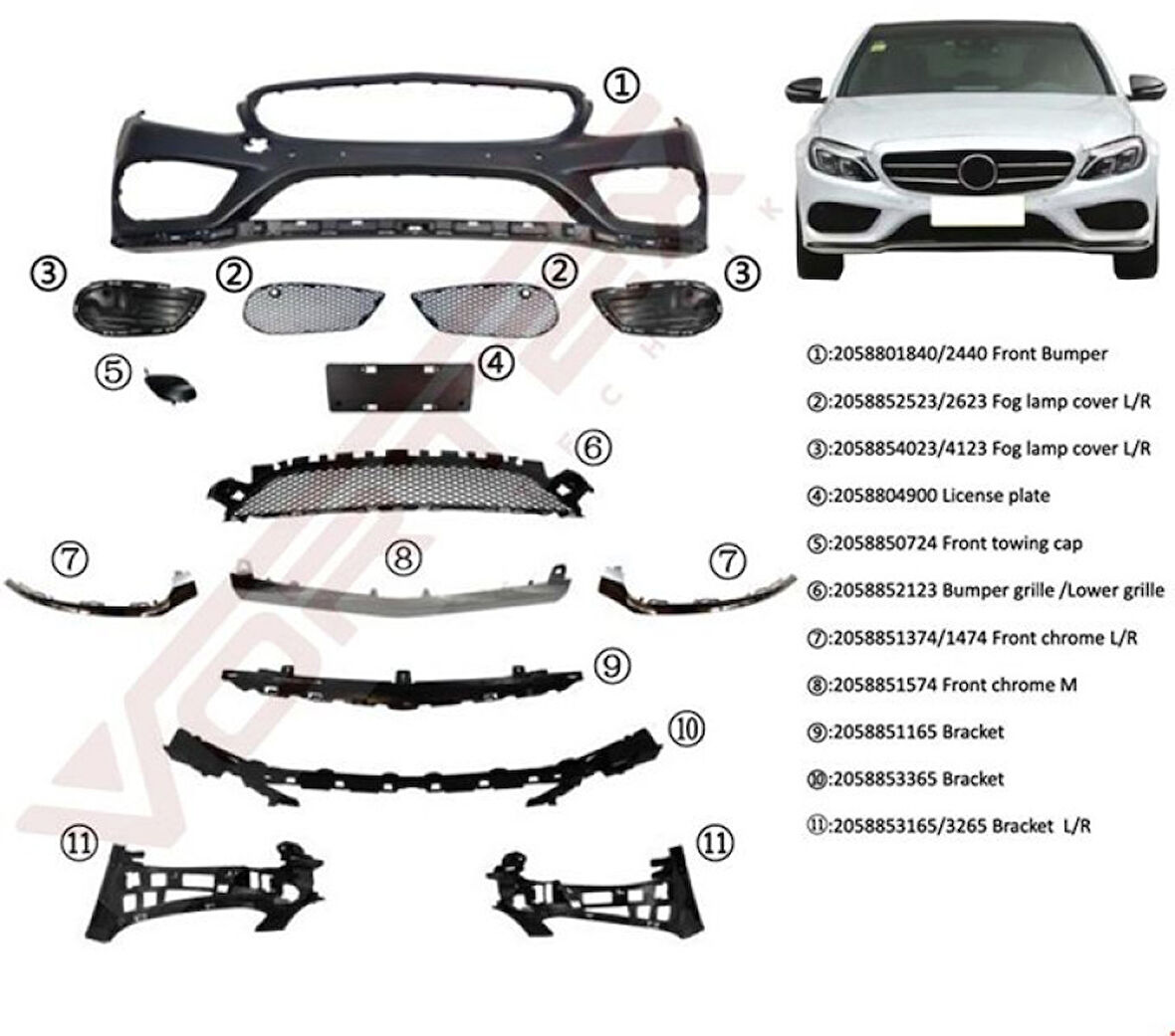 Mercedes On Tampon Set Amg Alt Kromlu W205 14> - Vortex V2205922