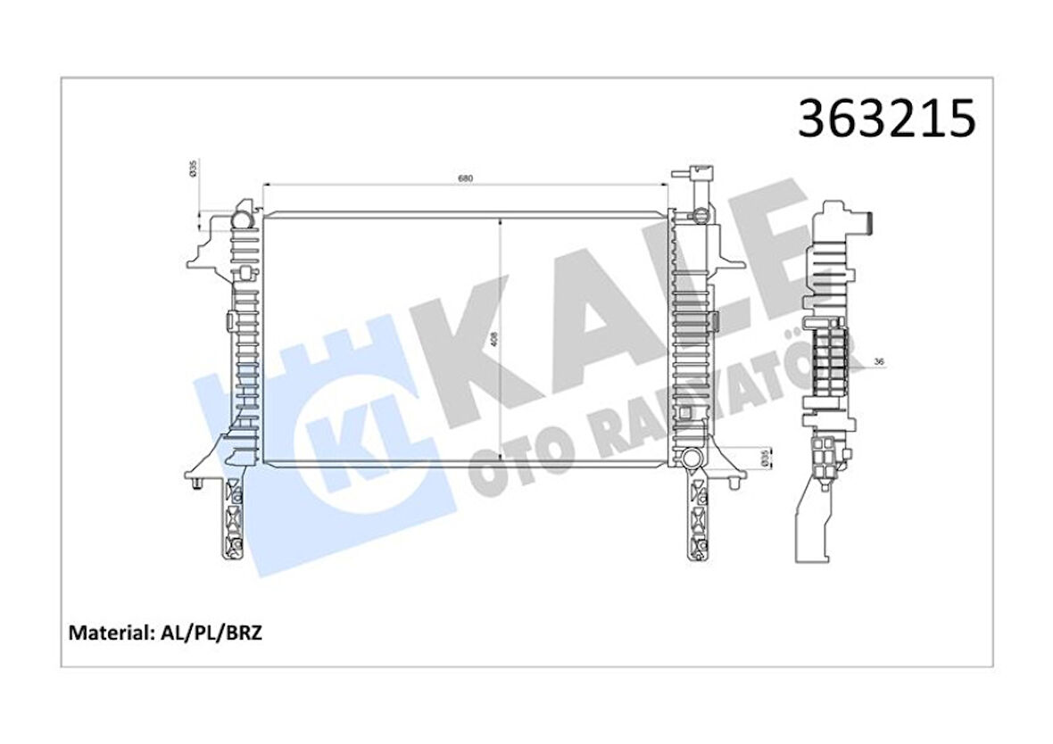 Hyundaı Motor Su Radyatoru Hyundaı H350 2.5crdi 15=> (mt) [brazıng] [680x408x36] - Kale 363215