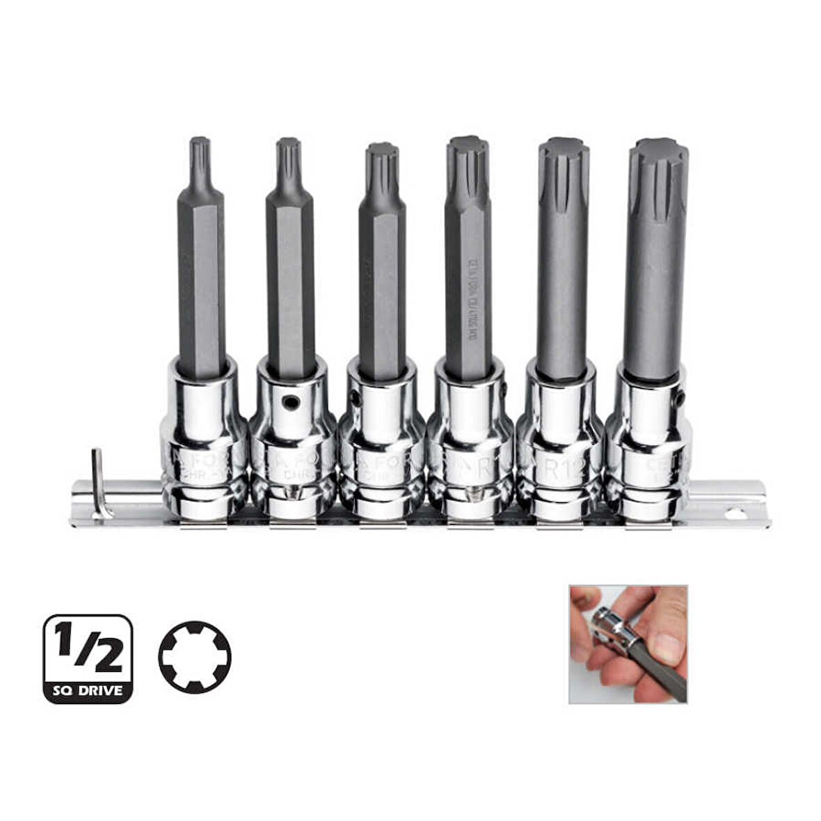 Ceta Form C28S-Rr6L 6 Parça 1/2” Rıbe Uçlu Lokma Takımı - Uzun Tip