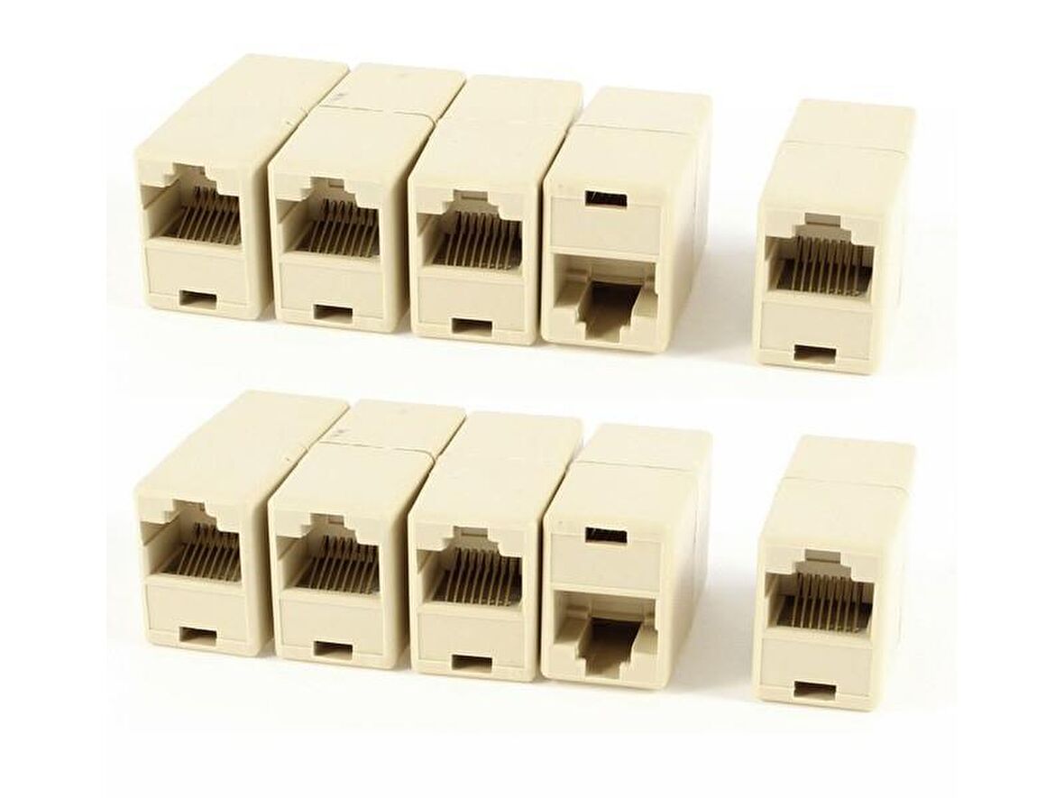 ADSL Cat5 Cat6 RJ45 Dişi-Dişi Ara Uzatma Fişi 10Adet