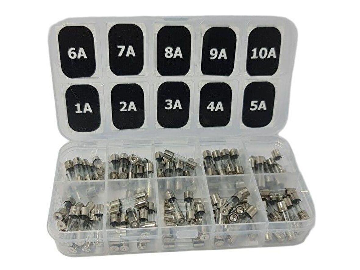 electroon 5x20mm 100Adet Küçük Cam Sigorta Paketi 1-2-3-4-5-6-7-8-9-10A