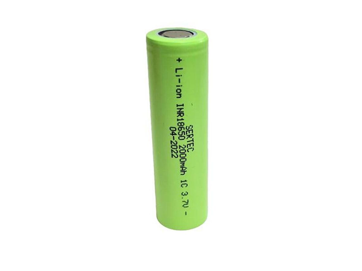 SERTEC 18650 3.7V 2000mAh 1C Lion Şarjlı Pil Başlıksız - 1Adet