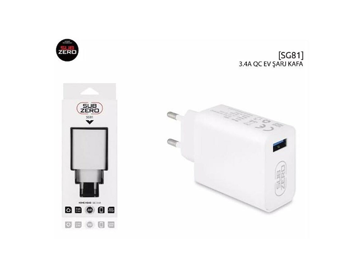 SubZero SG81 5V 3.4A USB Ev Şarj Adaptörü