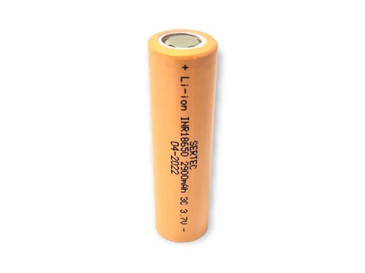 SERTEC 18650 3.7V 2900mAh 3C Lion Şarjlı Pil Başlıklı - 1Adet