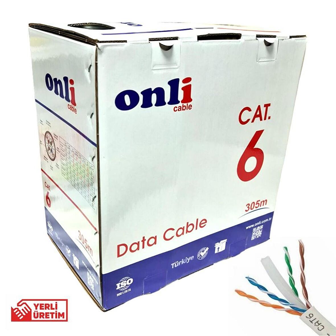 Onli 305Mt 24AWG UTP CAT6 Network Kablosu Gri Yerli Üretim