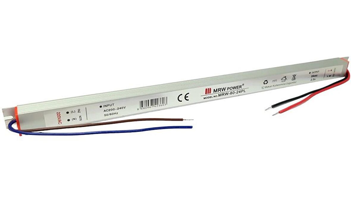 Mervesan 24V 2.5A Metal Kasa Slim ince Adaptör MRW-60-24PL