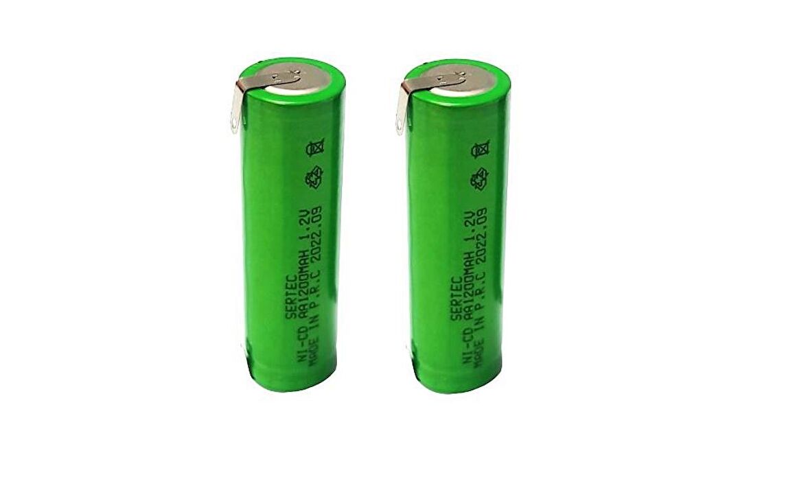 Sertec 1.2Volt 1200mAh AA Ni-CD Şarjlı Kalem Pil Puntolu - 2Adet